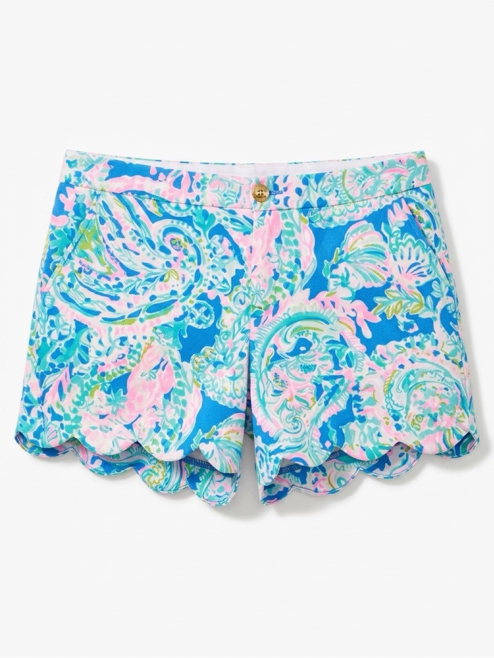 Lilly Pulitzer Scalloped Paisley Shorts - Blue Pink Green
